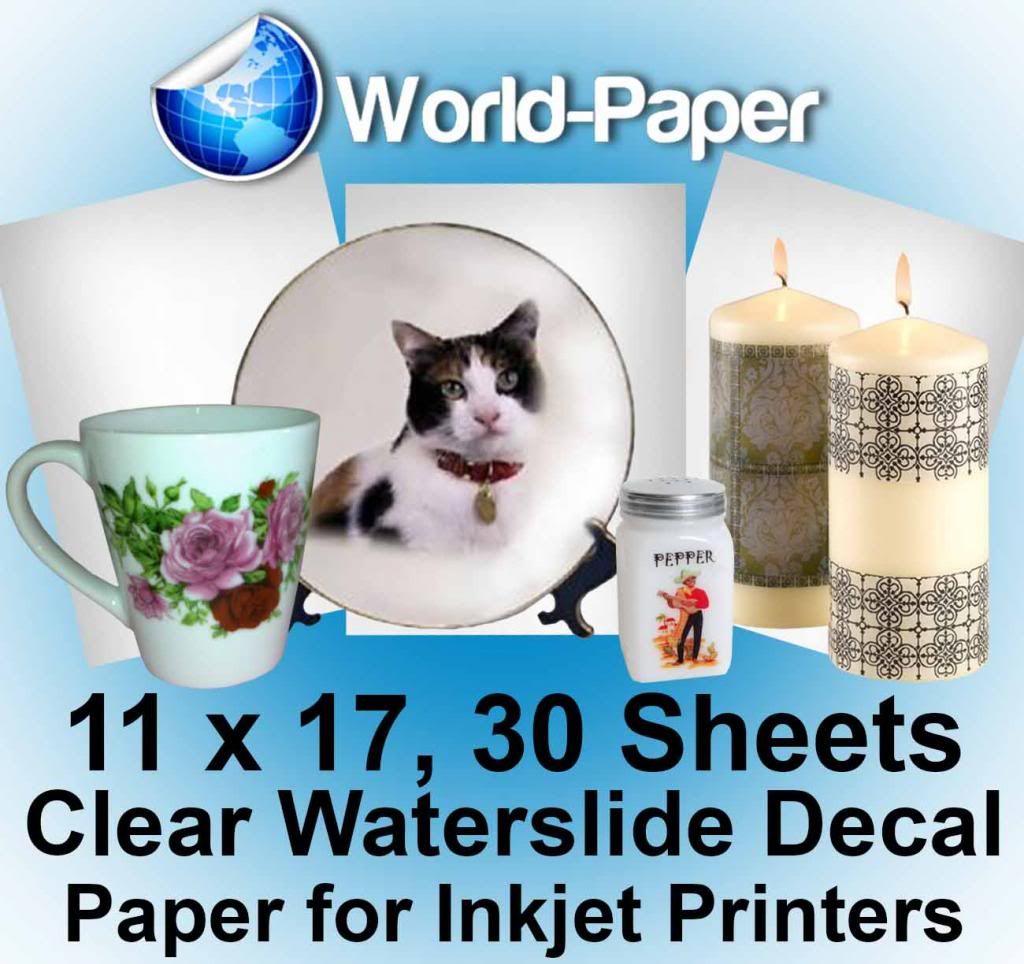 CLEAR INKJET Waterslide WATERSLIP Model, Ceramic, Decal Paper 10 pk