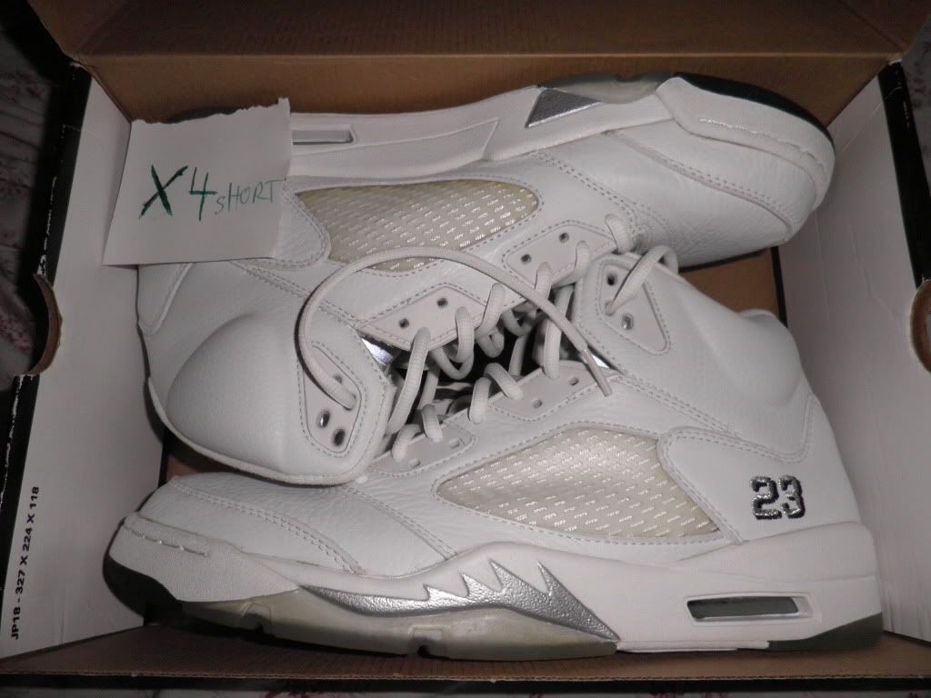 white metallic 5's
