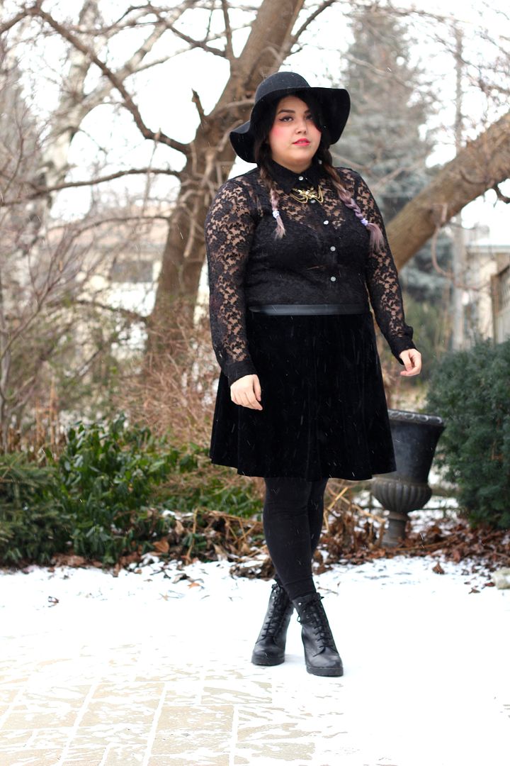 plus size fashion canada toronto junarose velvet skater skirt lace button up coven inspired