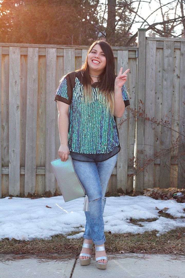 iridescence sparkly asos curve charlotte russe plus plus size fashion sequins destroyed denim shiny