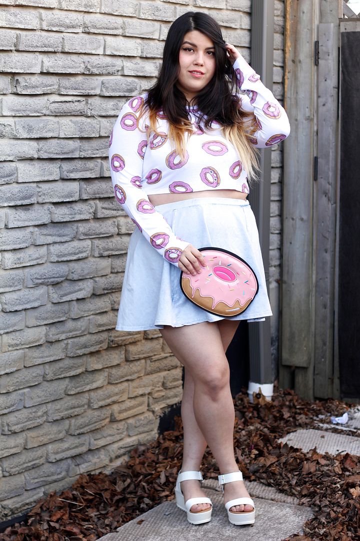 plus size fashion donuts donut drop dead crop top donut clutch plus size blogger canada fat fashion plus size denim skirt plus size crop sweater