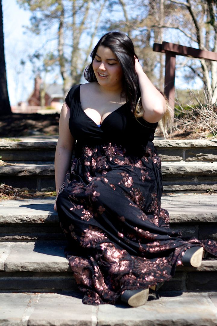 plus size fashion lakshmi gown bronze igigi fancy sequin formal plus size canada fashion blogger