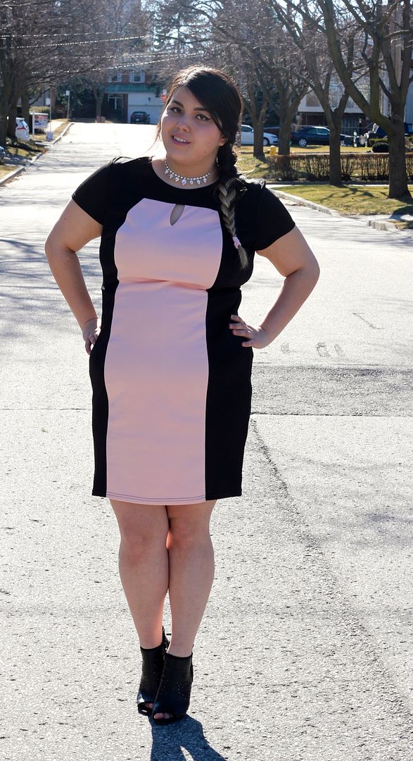 plus size color block dress fatshion plus size fashion toronto canada blogger junarose blazer plus size blogger