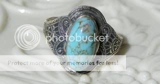 VTG Sterling Clark & Coombs Edwardian Turquoise ring size 9  