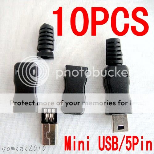 NEW Mini USB Plug Male Socket Connector 5 Pin Plastic U001  