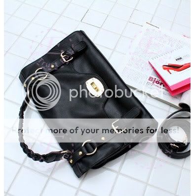   style women knit PU leather bag shoulder Tote handbag brief case Purse